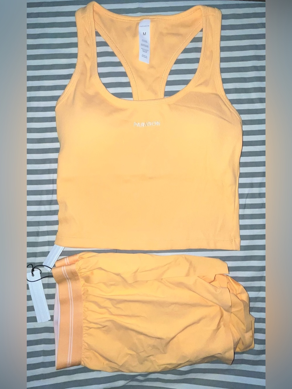 Paragon LiteSpeed Mid-Rise Track Short + EasyRib Go-to Tank Top in Nectar Sz M